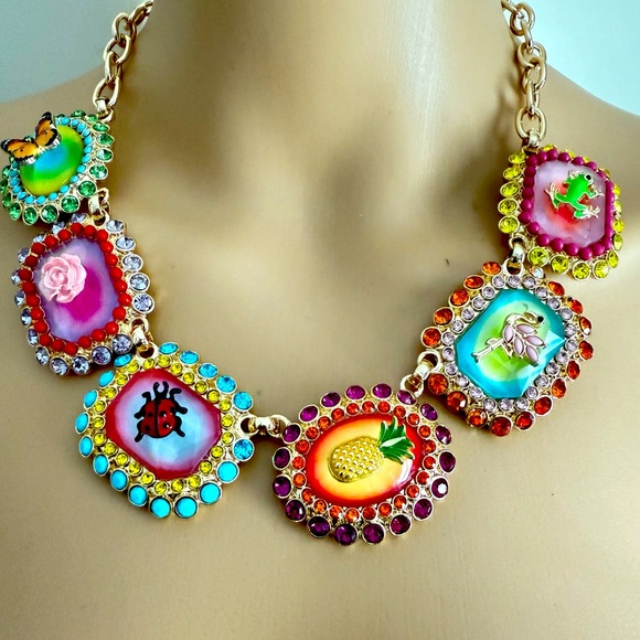 New Betsey Johnson Colorful Enamel Charm Necklace - Picture 11 of 14